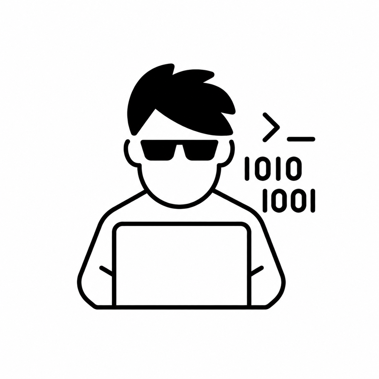 Black-and-white programmer illustration used as Sujan Parajuli's profile image